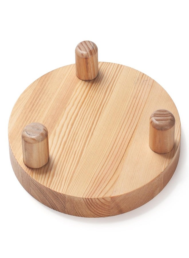 DEAMACE 2 Pcs Wood Riser for Display, Round Wooden Tray Decor, Farmhouse Pedestal Stand, Decorative Riser Tray for Kitchen or Bathroom Counter, Natural - Image 2